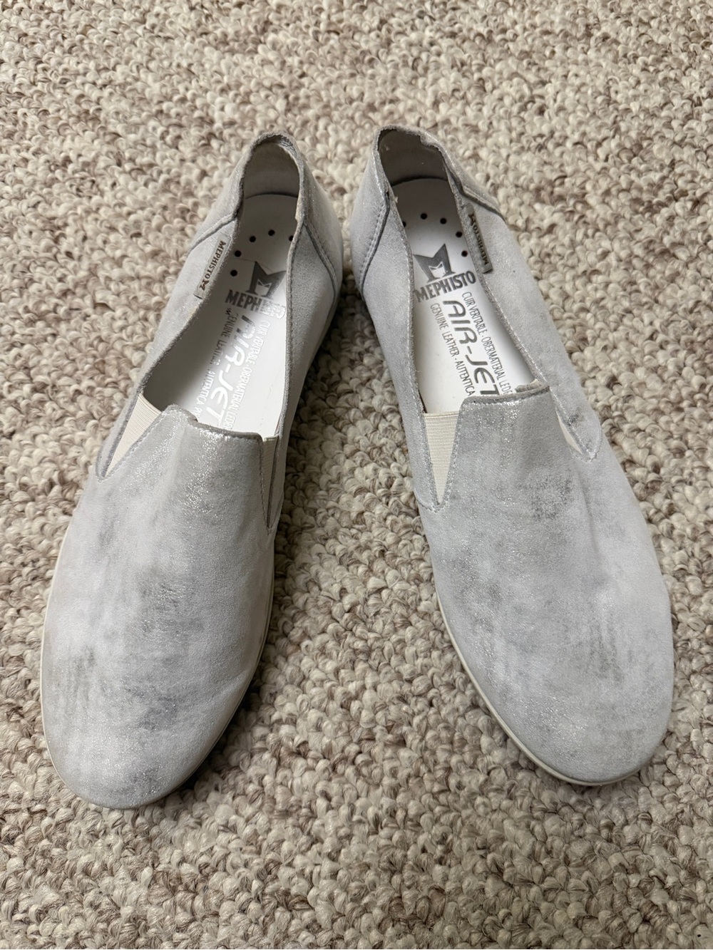 Mephisto Light Grey Suede Slip-On Loafers
